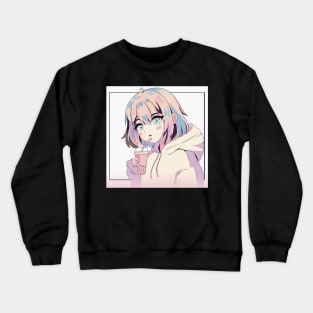 Cute anime boba girl Crewneck Sweatshirt